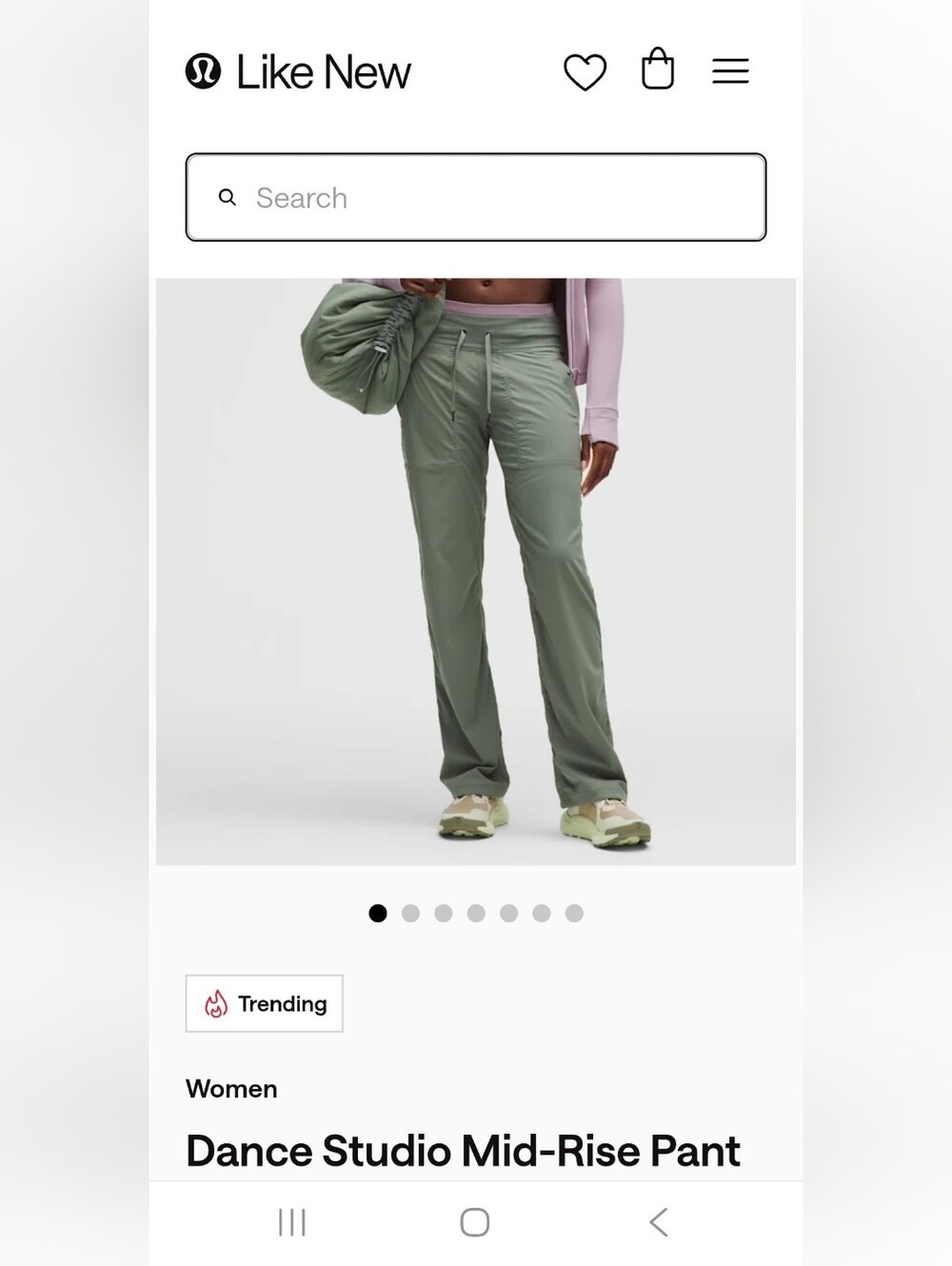 NWT Lululemon Womens Dance Studio Mid-Rise Pant Short In Willow Leaf - Size 8